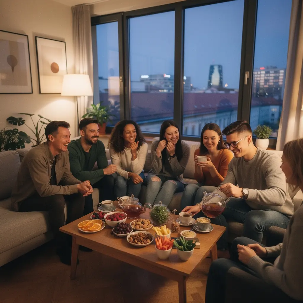 Zelené čajové lístky a sušené bylinky rozložené na bielom pozadí.