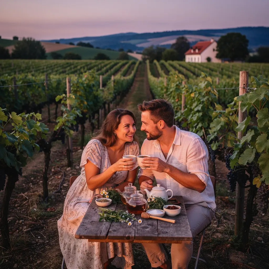 Jemné bylinkové čaje v rôznych farebných obaloch na drevenej polici.